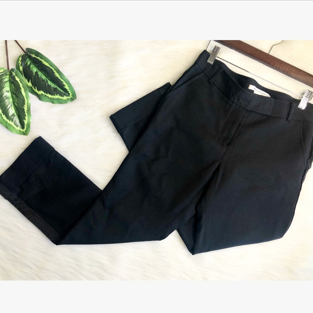 Diane Von Furstenberg Classic Black Wool and Side Ribbon Cropped Ankle Pants - Picture 9 of 12